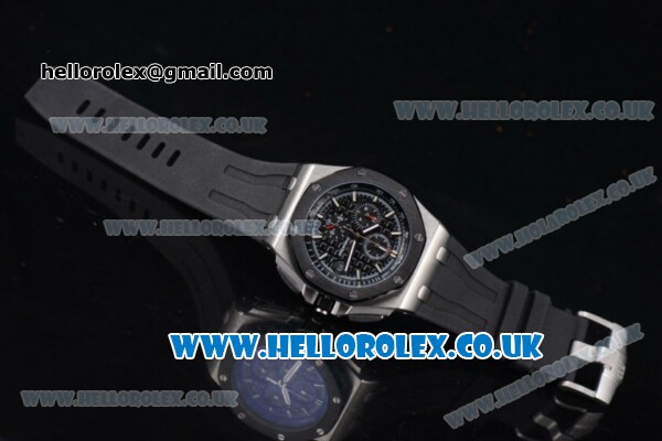 Audemars Piguet Royal Oak Offshore Chrono Miyota OS Quartz Steel Case with Black Dial Black Rubber Strap and Black Subdials (EF) - Click Image to Close